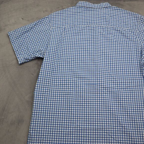 Columbia Button Up Shirt Mens M Blue Checked Fishing Outdoor Fish Hike Camp - Picture 13 of 14